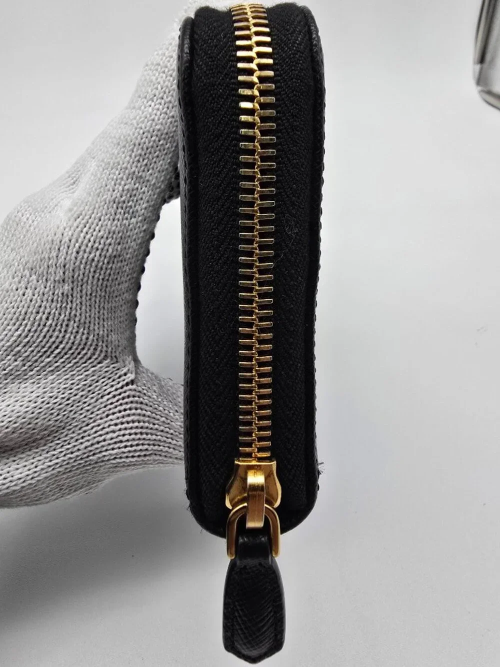 Authentic Prada Black Saffiano Leather Zip-Around Wallet
